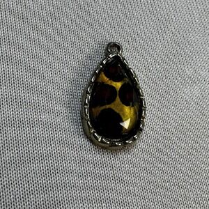 Gold Tone Animal Print Tear Drop Pendant